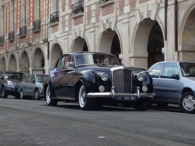 Black Bentley S2 Saloon Street Parked in Paris